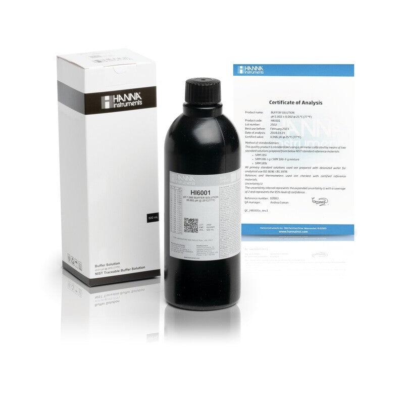 Hanna Instruments HI-6001 pH 1.000 Millesimal Buffer Solution (±0.002 pH), 500ml