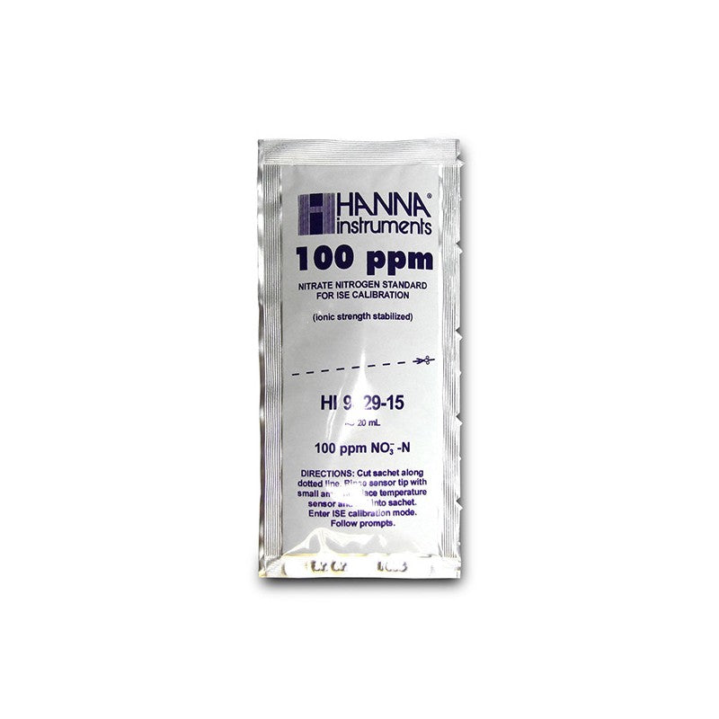 Hanna Instruments HI-9829-15 100 ppm standard sachet for HI 7609829-12 nitrate ISE, 20 mL (25)