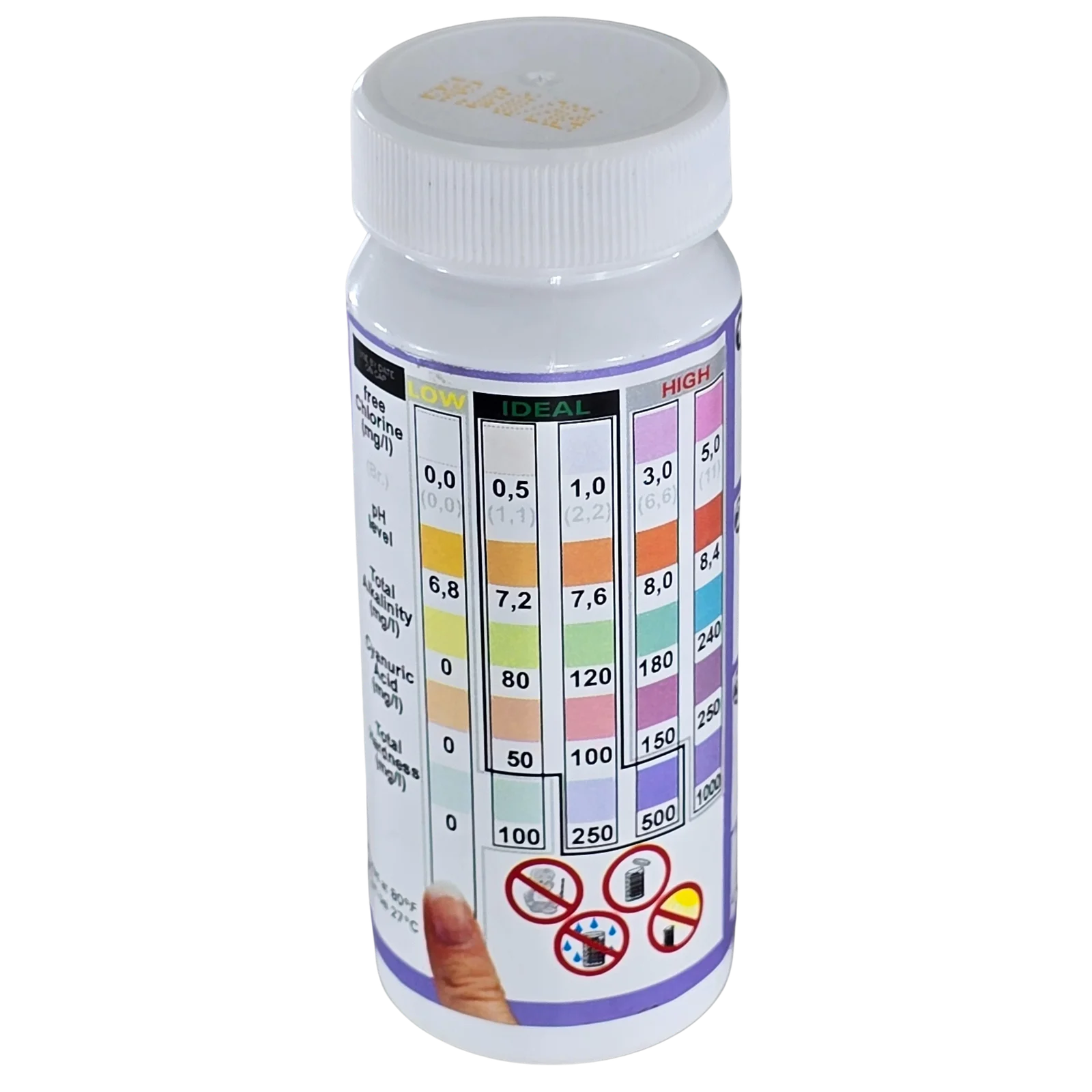 Easy Dip 5 in 1 Test Strips for Free Chlorine/Bromine/pH/Total Alkalinity/CyA/Total Hardness