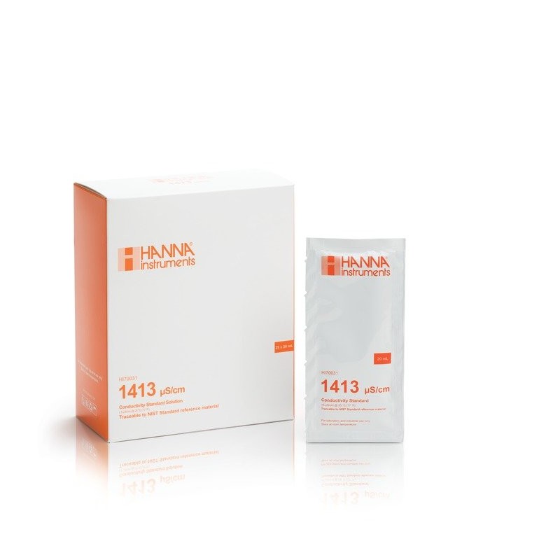 Hanna Instruments HI-70031P 1413uS/cm Conductivity Solution, x25 Sachets