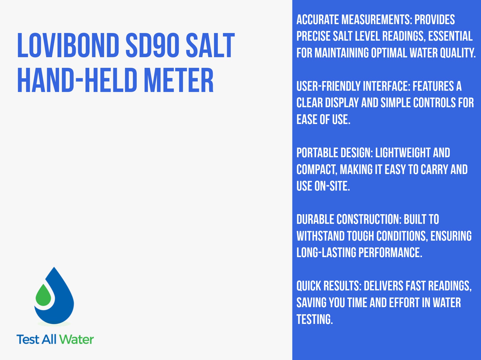 Lovibond SD90 Salt Hand-Held Meter (replaced with SD30 code 720030)