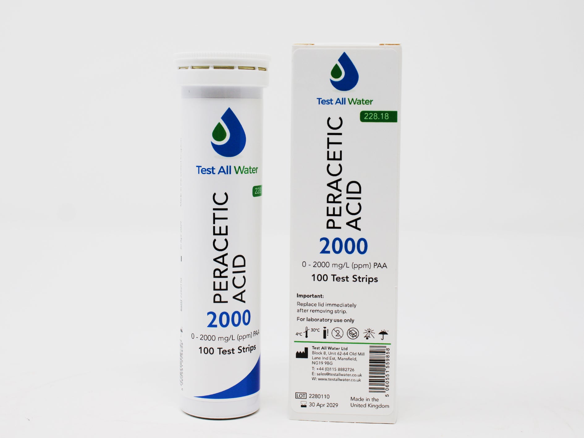 Peracetic Acid 0-2000 Test Strips Test All Water
