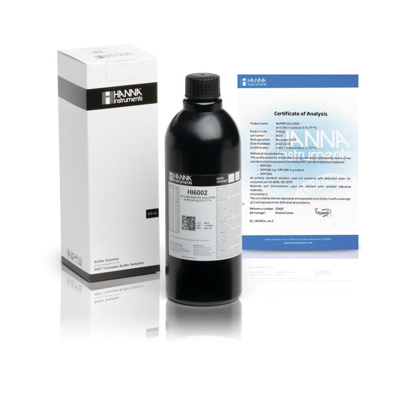 Hanna Instruments HI-6002 pH 2.000 Millesimal Buffer Solution, 500 mL bottle