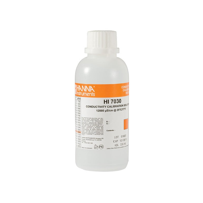 Hanna Instruments HI-7030M 12 880µS/cm Conductivity Solution, 230mL bottle