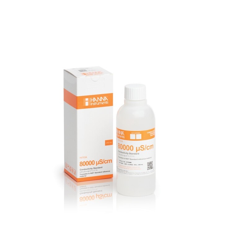 Hanna Instruments HI-7034M 80 000 uS/cm Conductivity Solution, 230 mL bottle