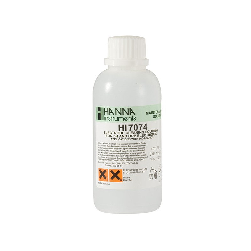 Hanna Instruments HI-7074M Electrode Cleaning Solution for Inorganic Substances, 230 mL bottle