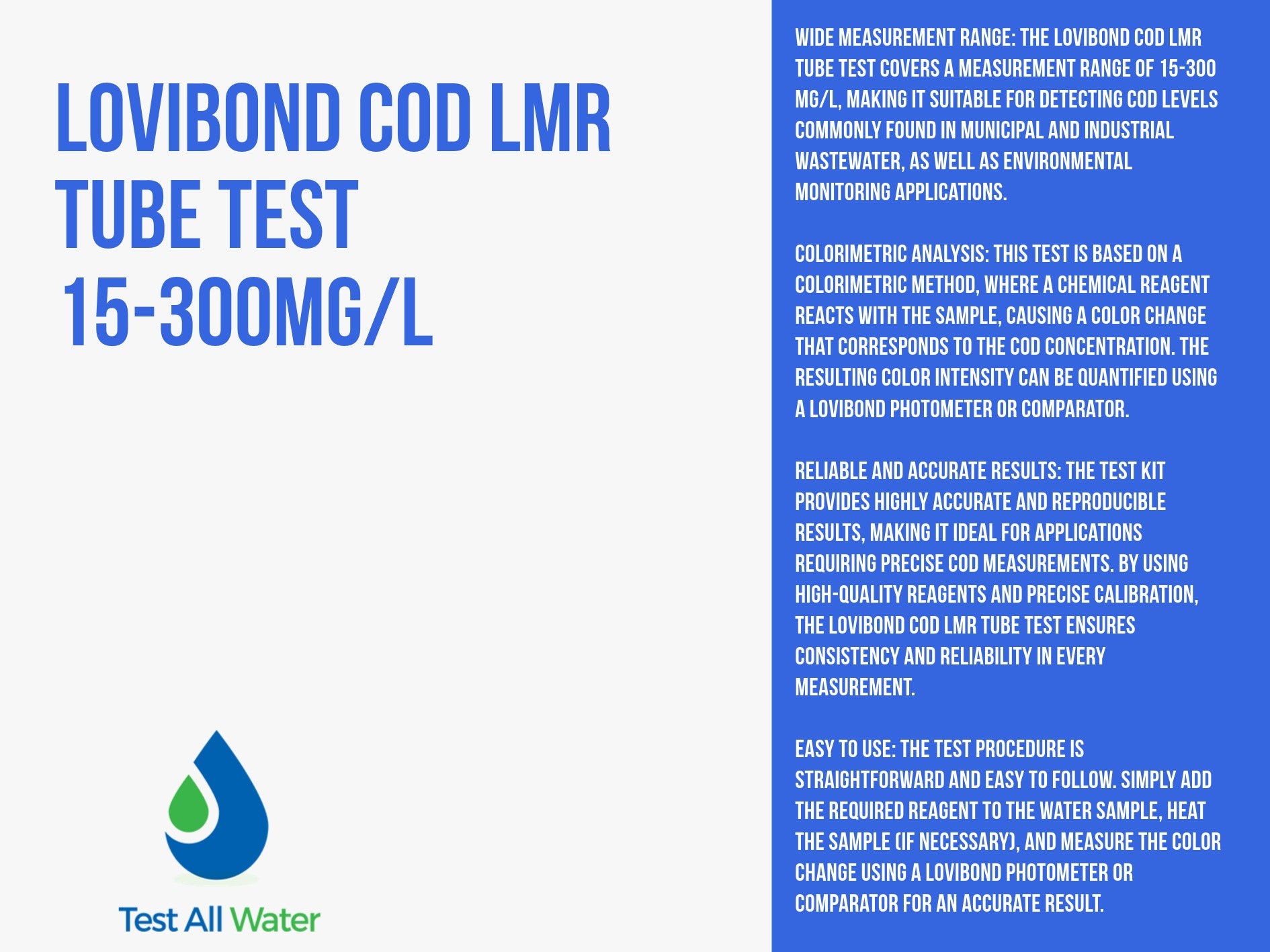 Lovibond COD LMR Tube Test 15-300mg/l