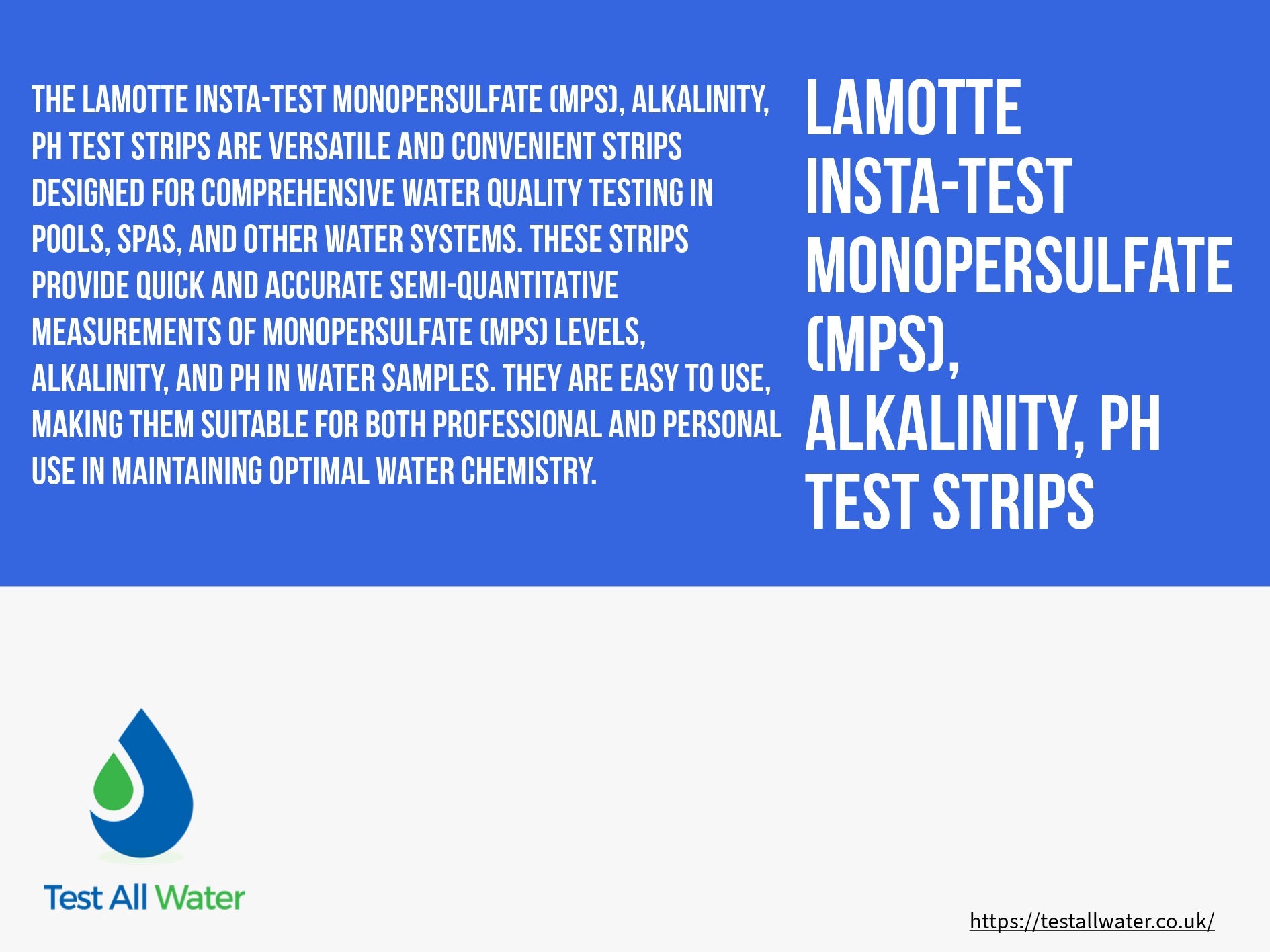 La Motte Insta-TEST Monopersulfate (MPS), Alkalinity, pH Test Strips Expired 12/25