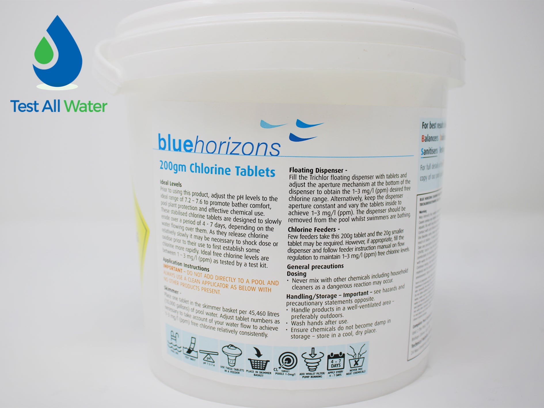Blue Horizons 200g Large Stabilised Chlorine Tablets 2kg - Use CLTAB2002OL as alternative