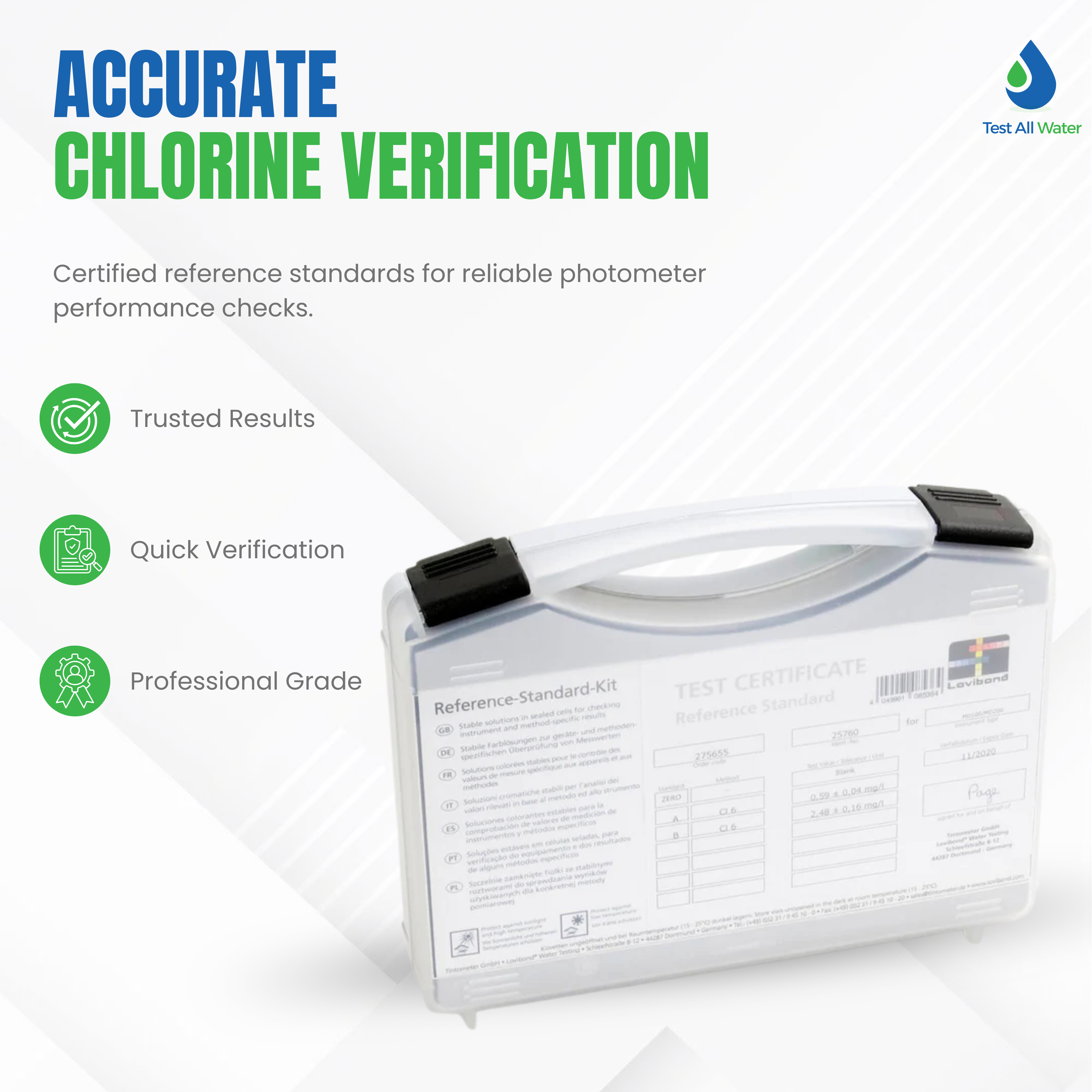 Lovibond Chlorine Standard set MD100, MD110, MD200