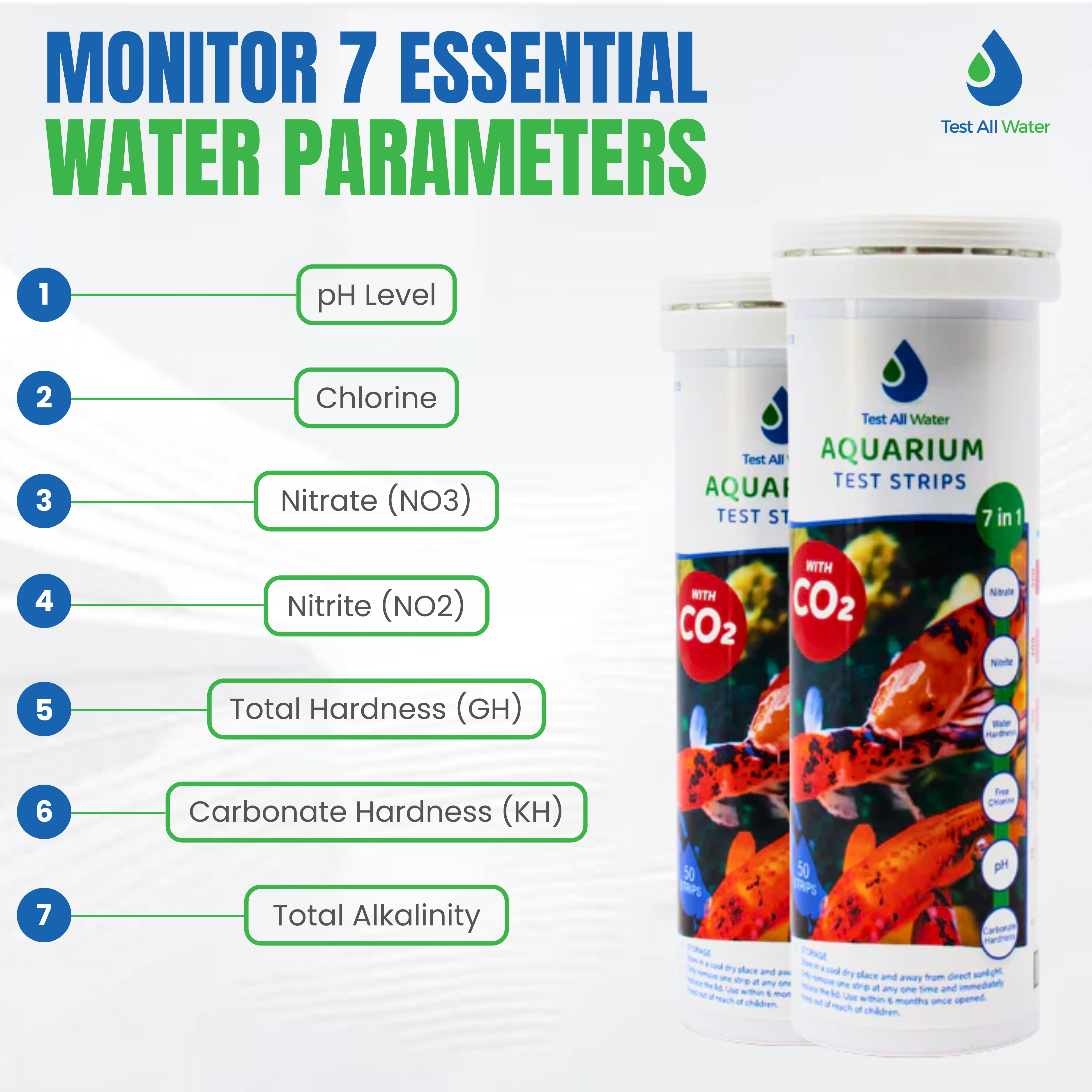 Aquarium 7 in 1 Test Strips, 50 strips/pk Test All Water