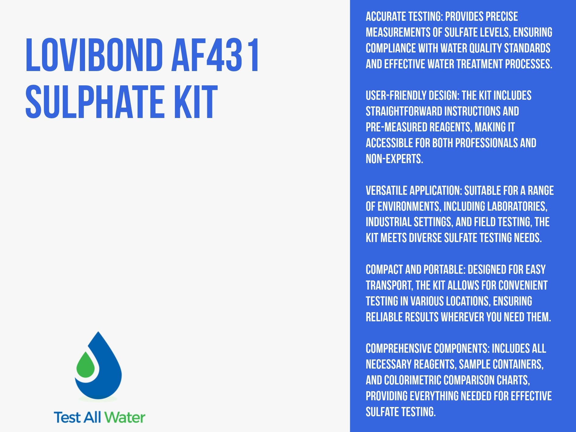Lovibond AF431 Sulphate Kit