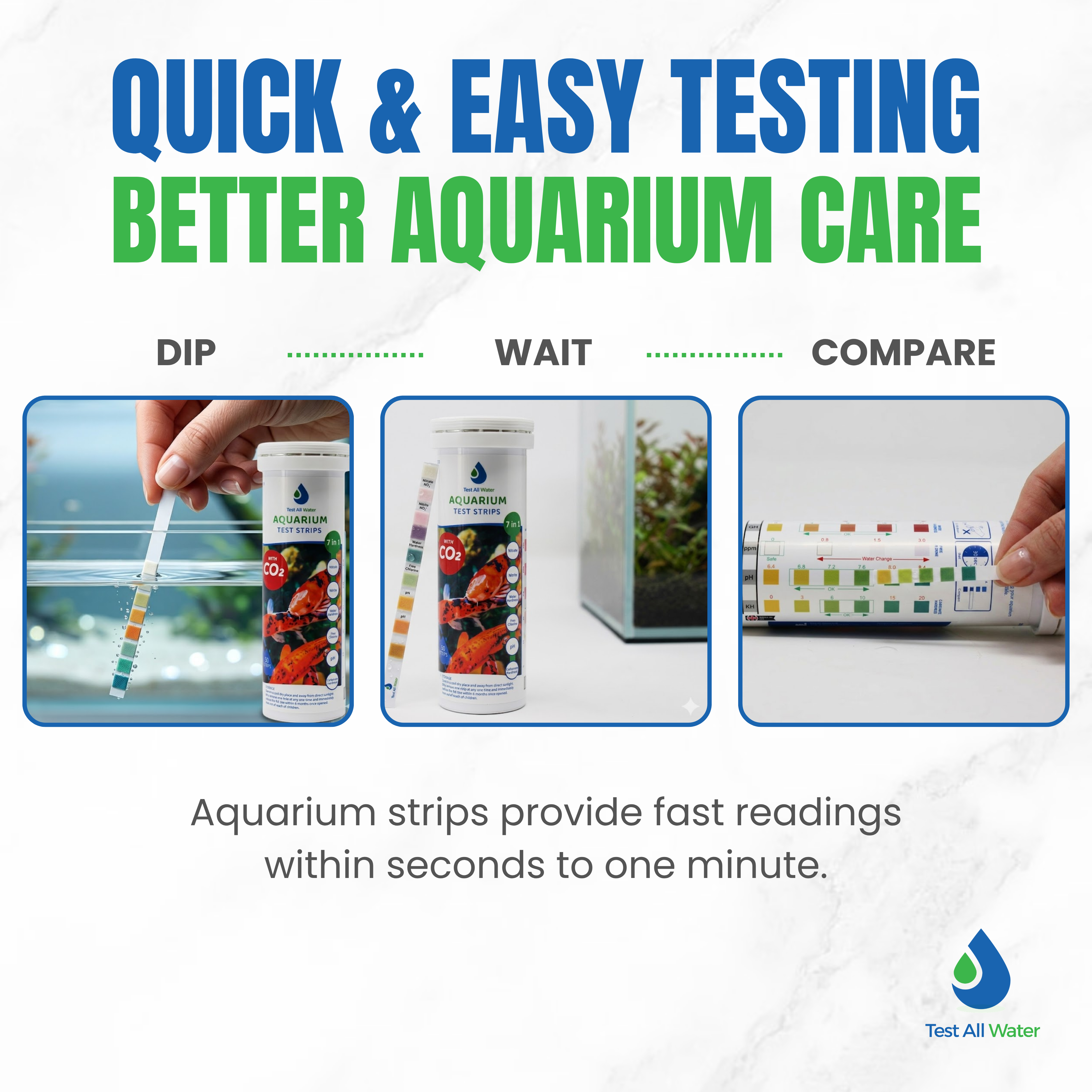 Aquarium 7 in 1 Test Strips, 50 strips/pk Test All Water