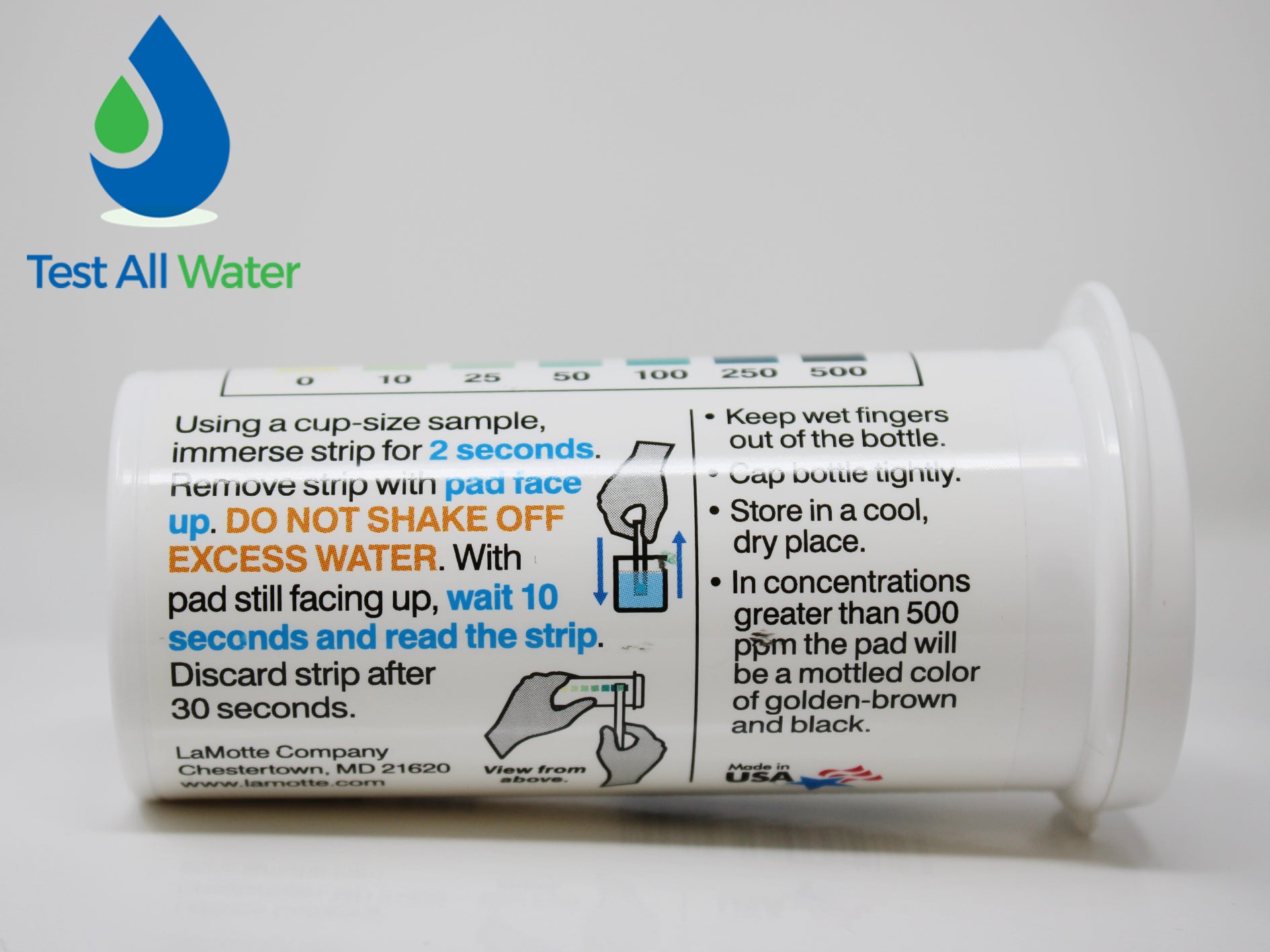 LaMotte Insta Test Chlorine Dioxide 0- 500 Test Strips