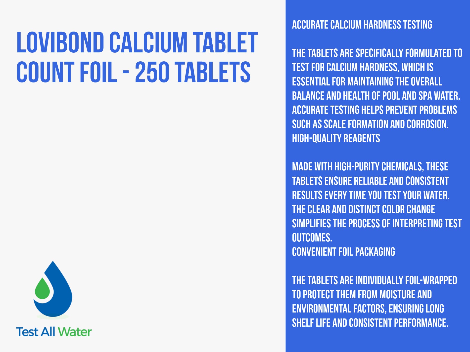 Lovibond Calcium Tablet Count Foil - 250 Tablets