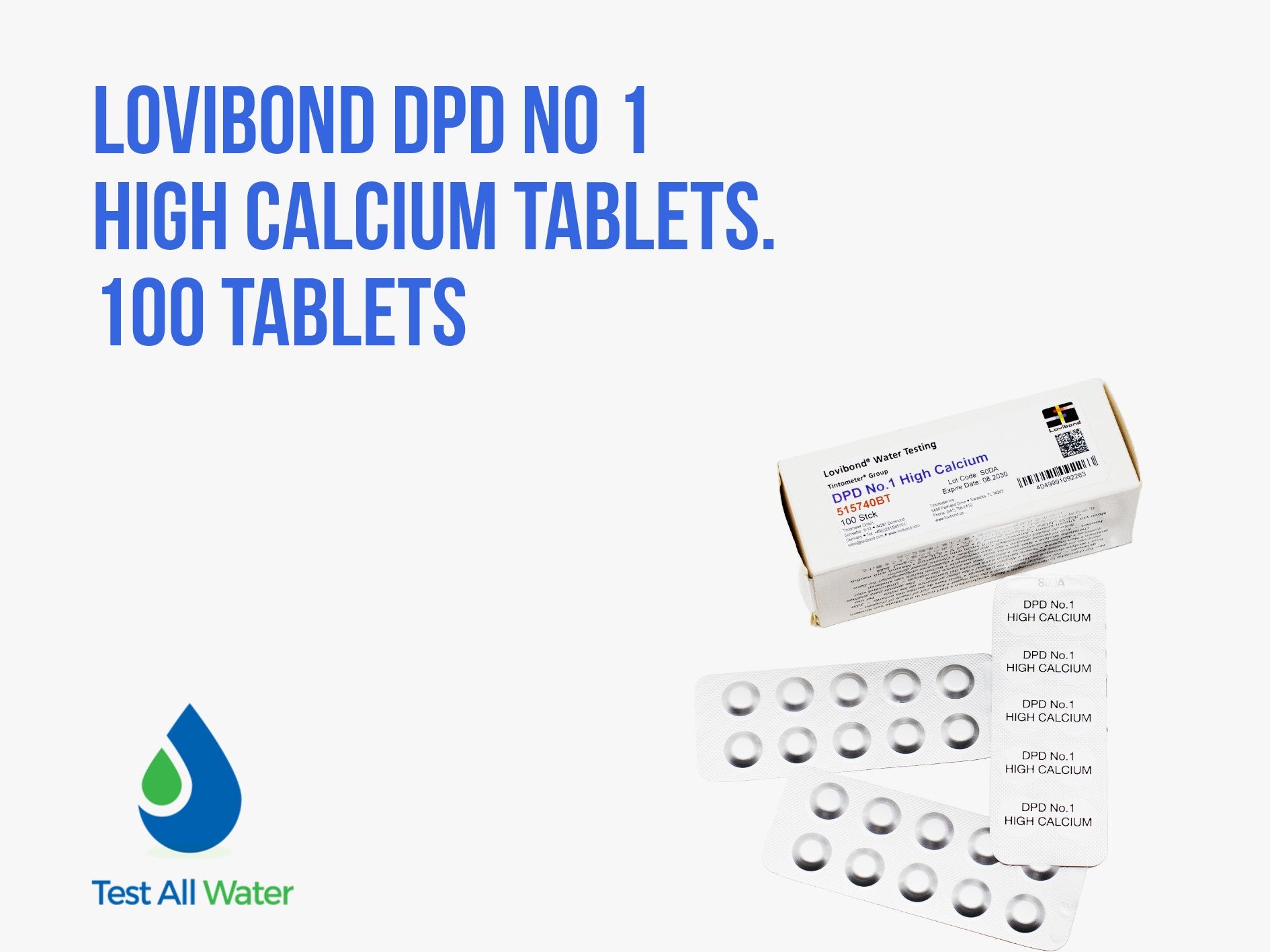 Lovibond DPD No 1 High Calcium Tablets. 100 Tablets
