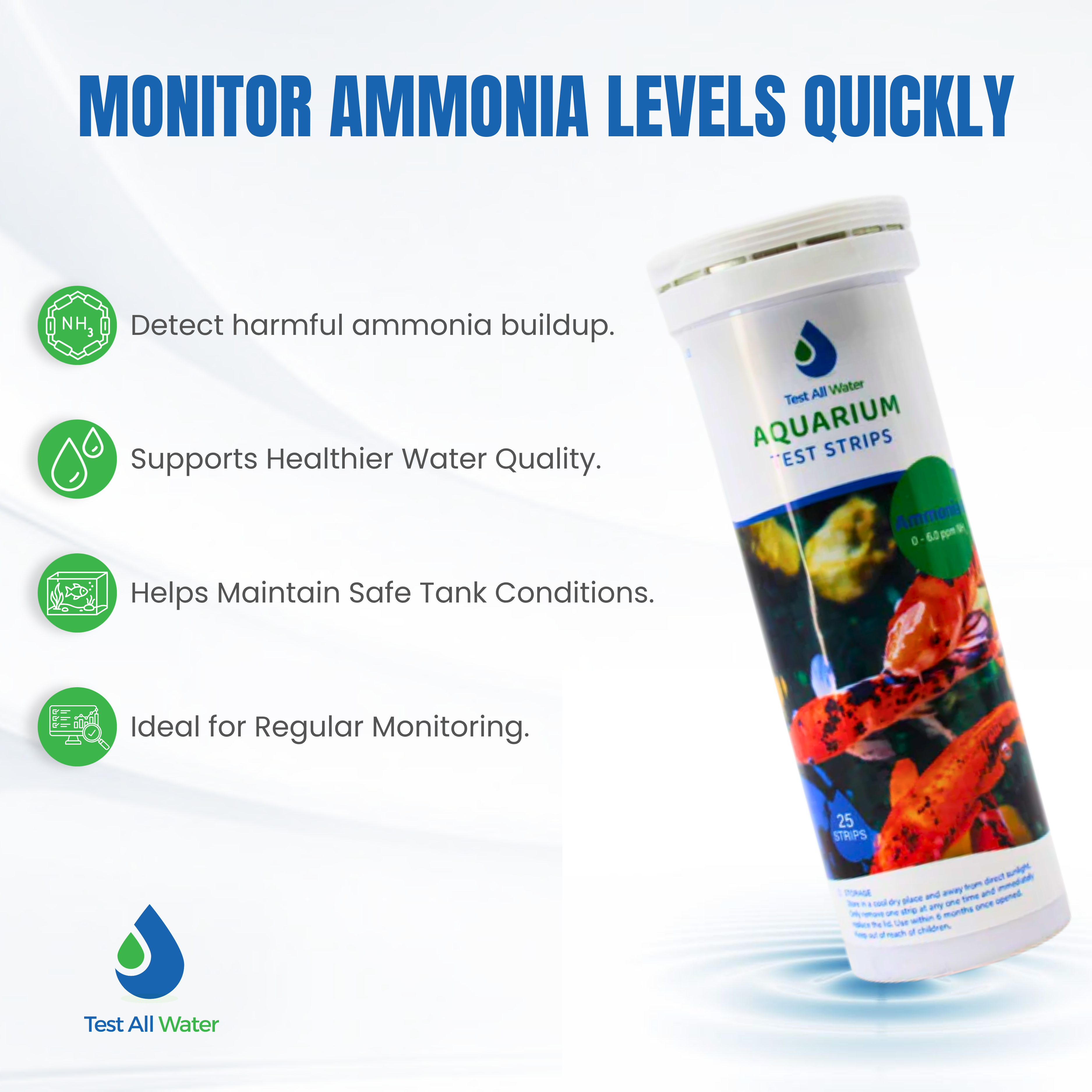 Aquarium Ammonia 6, 50 strips/pk Test All Water