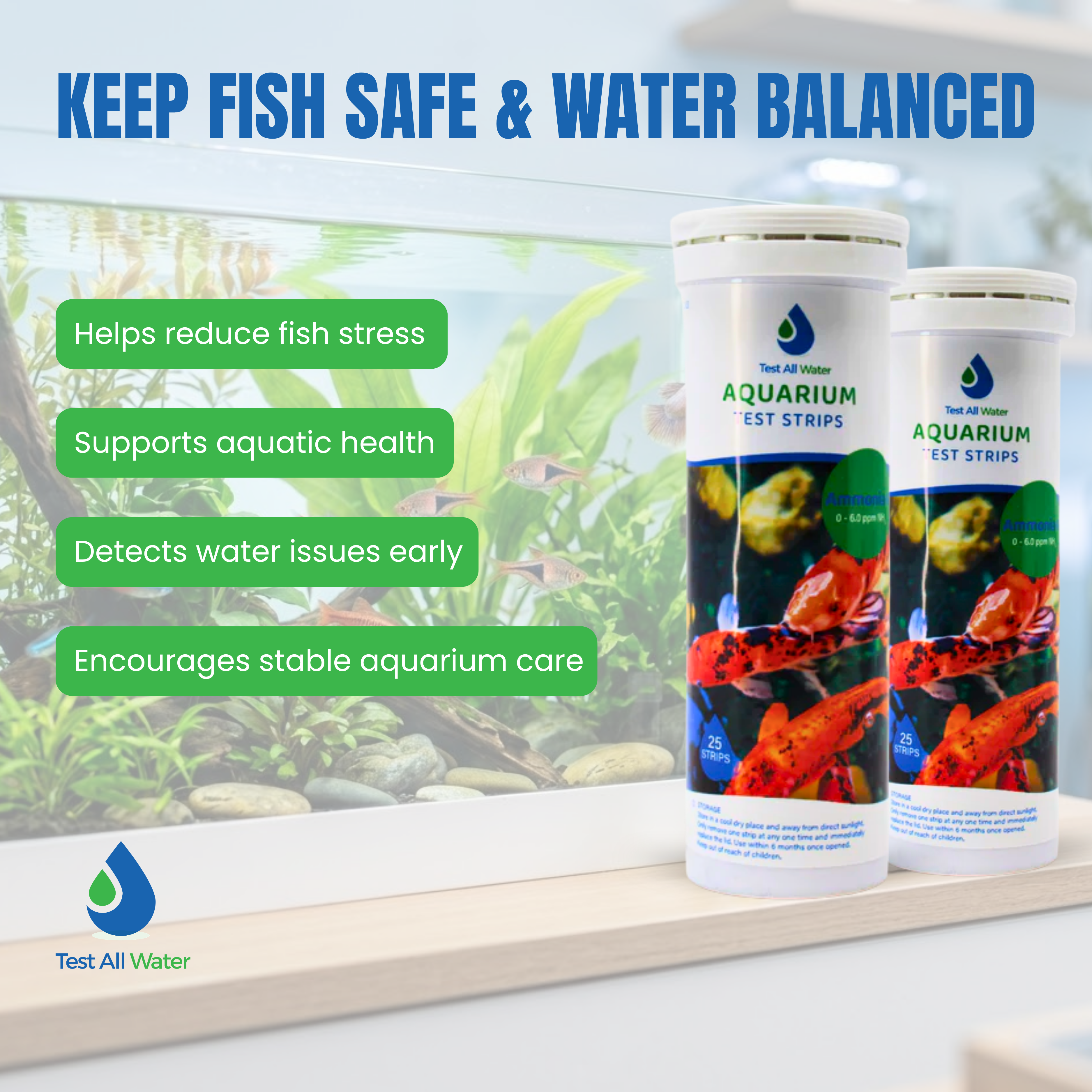 Aquarium Ammonia 6, 50 strips/pk Test All Water
