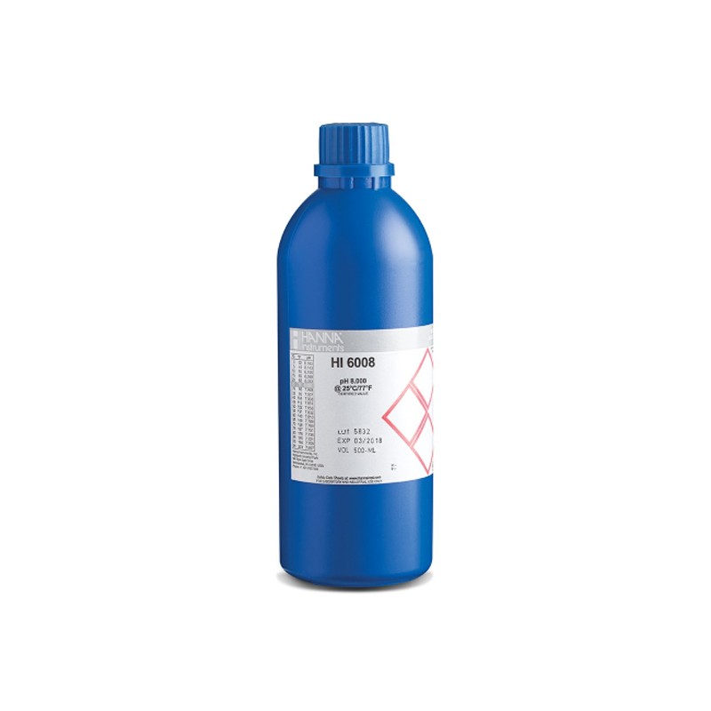 Hanna Instruments HI-6008 pH 8.000 Millesimal Buffer Solution, 500 mL bottle