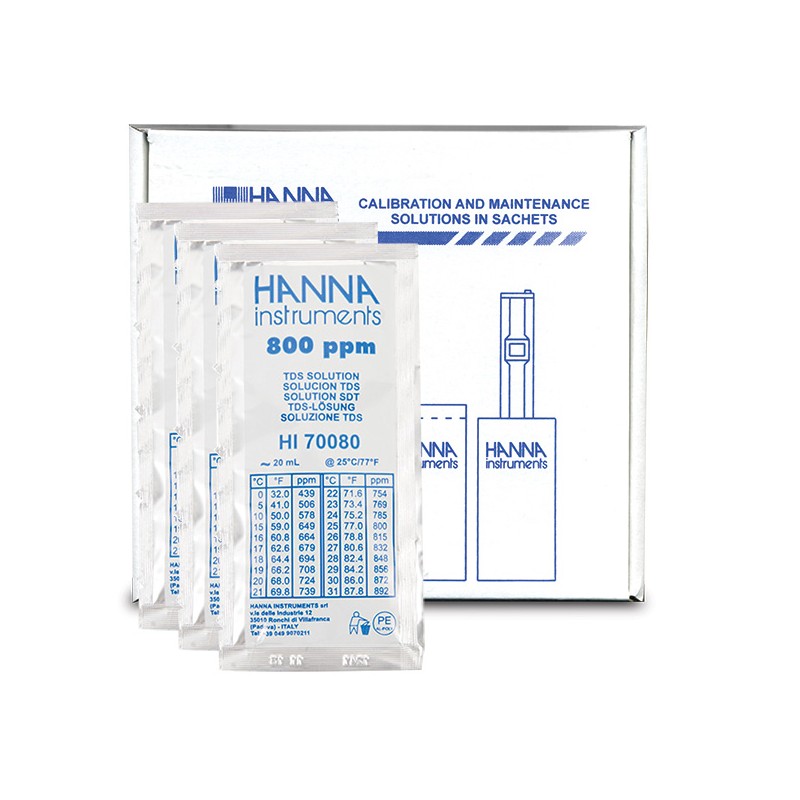 Hanna Instruments HI-70080P 800 mg/L (ppm) TDS Calibration Solution, x25 Sachets