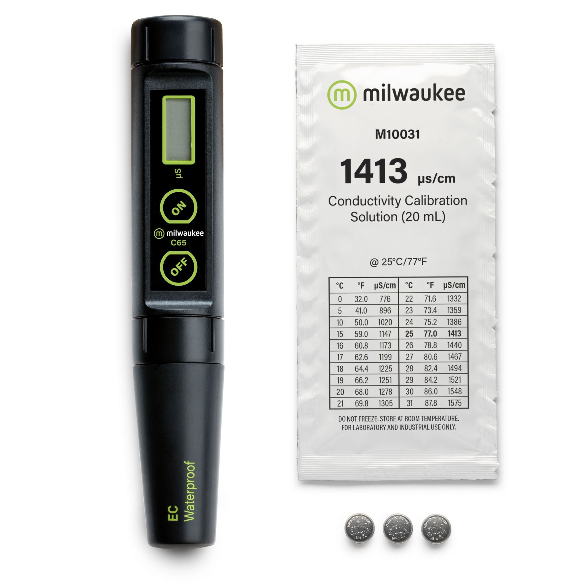 Milwaukee C65 Low Range Waterproof Conductivity Pen with ATC and Replaceable Electrode