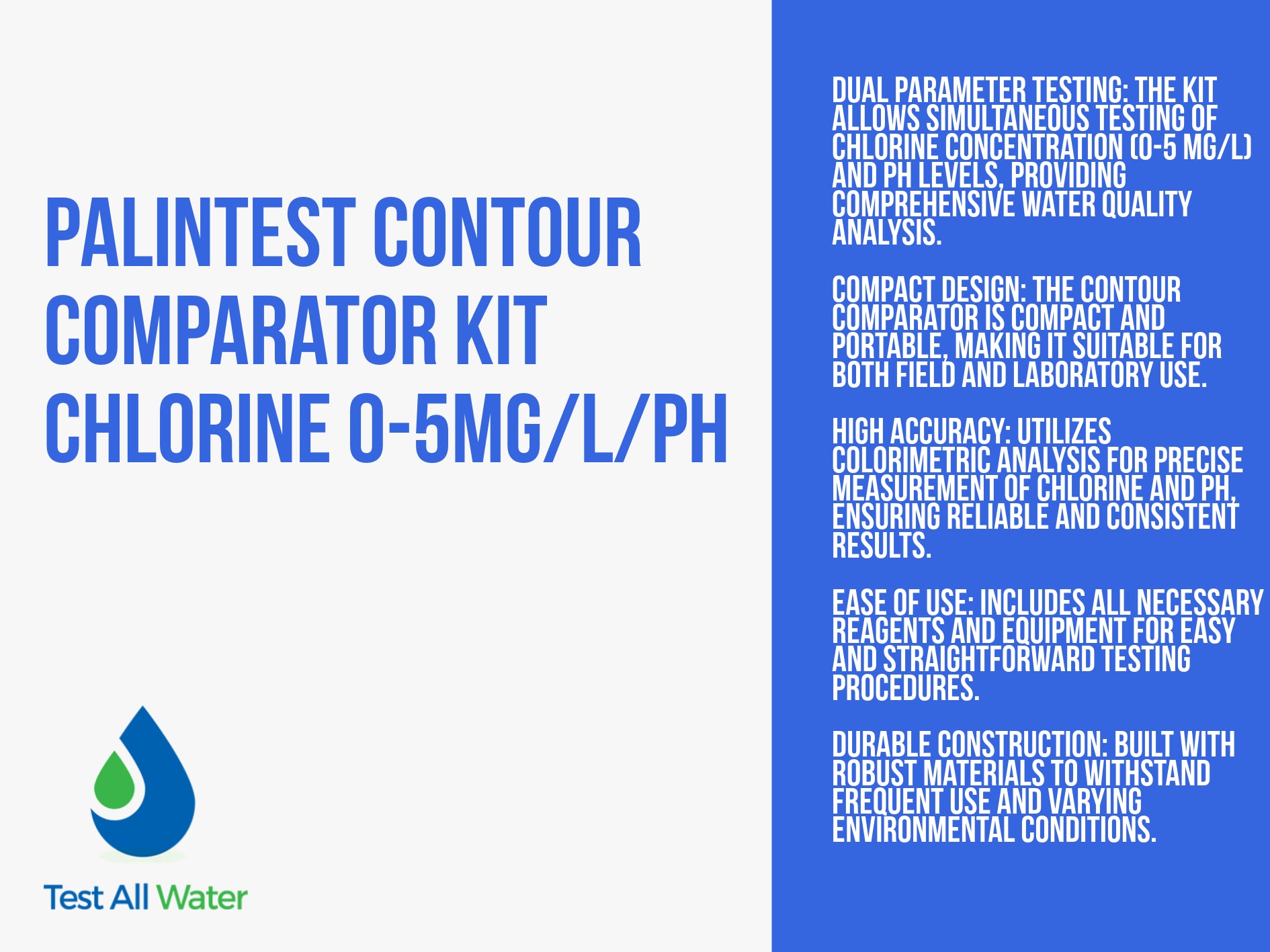 Palintest Contour Comparator Kit Chlorine 0-5mg/l / pH