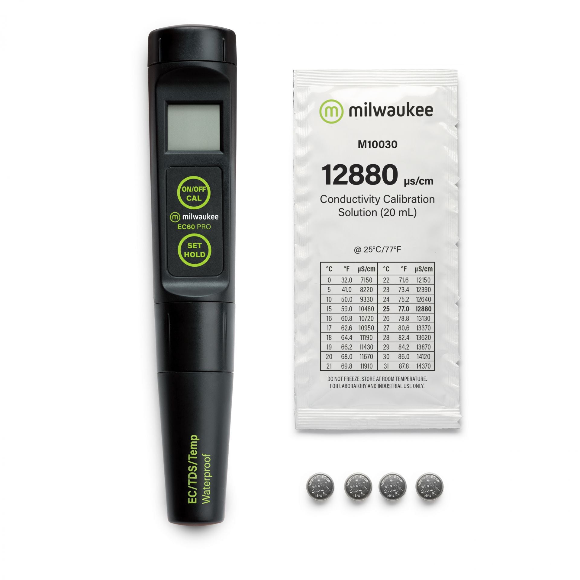 Milwaukee EC60 PRO Waterproof 3-in-1 EC / TDS/Temp Tester with Replaceable Probe
