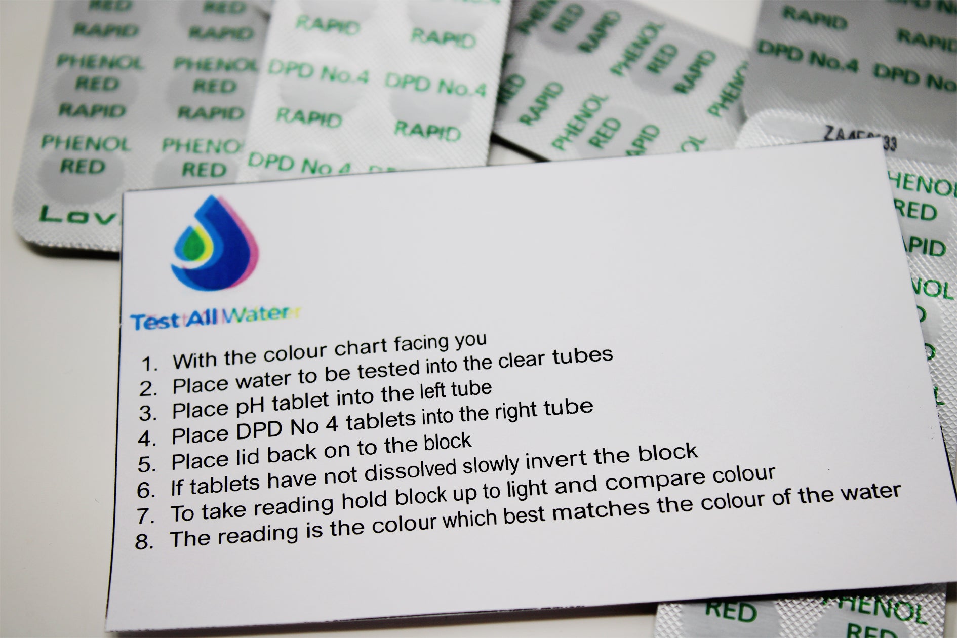 Test All Water DPD No 4 & pH Water Test Block and Tablets