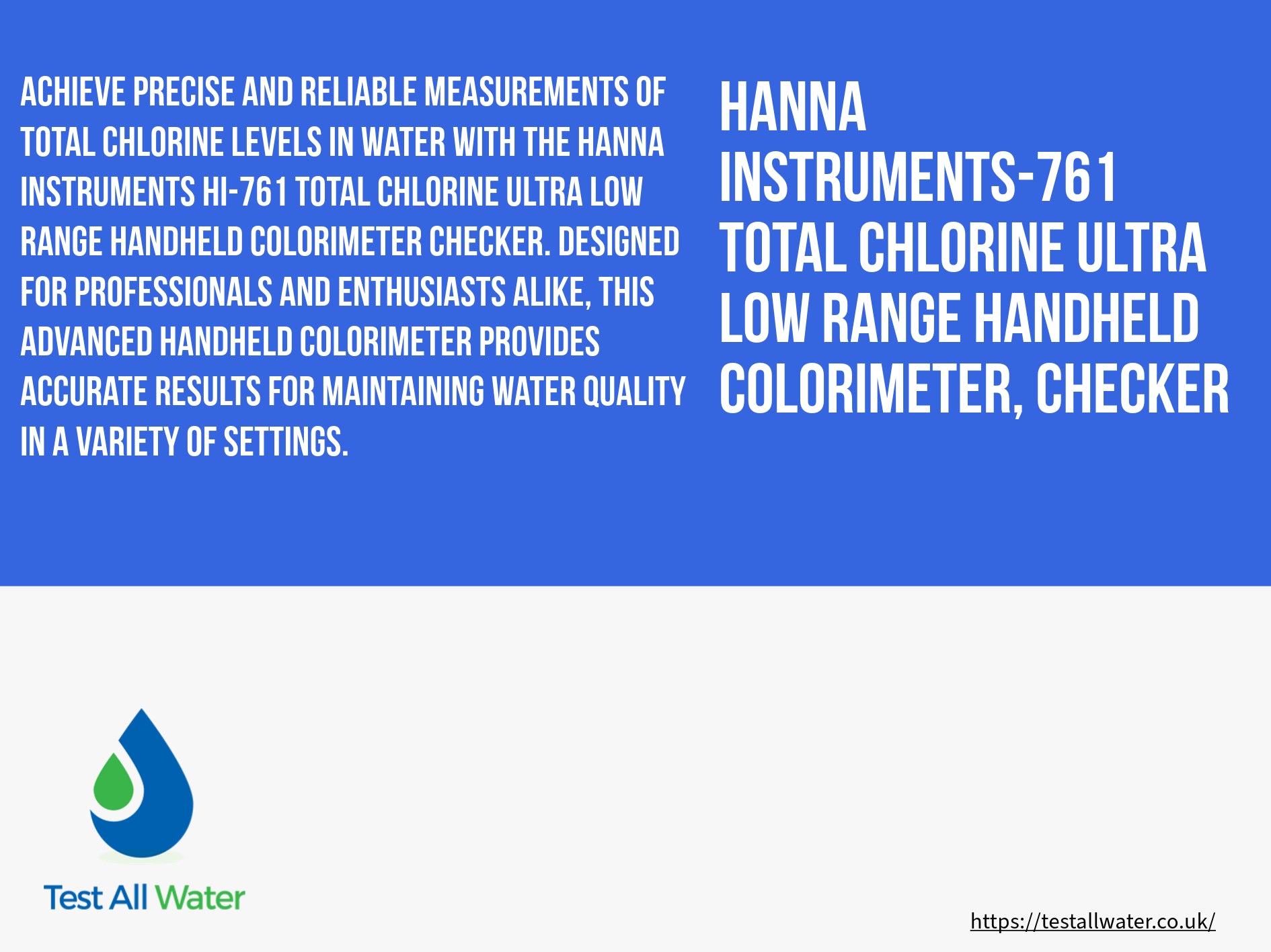 Hanna Instruments-761 Total Chlorine Ultra Low Range Handheld Colorimeter, Checker HC