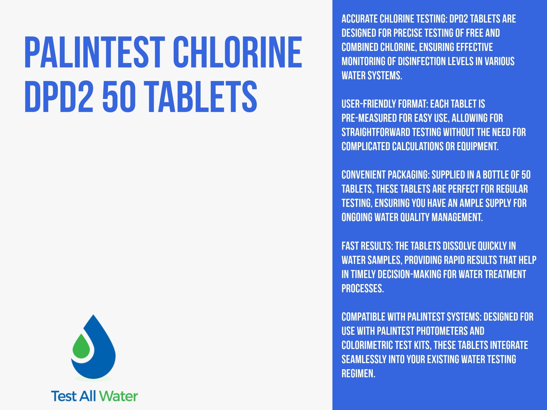 Palintest Chlorine DPD2 50 Tablets