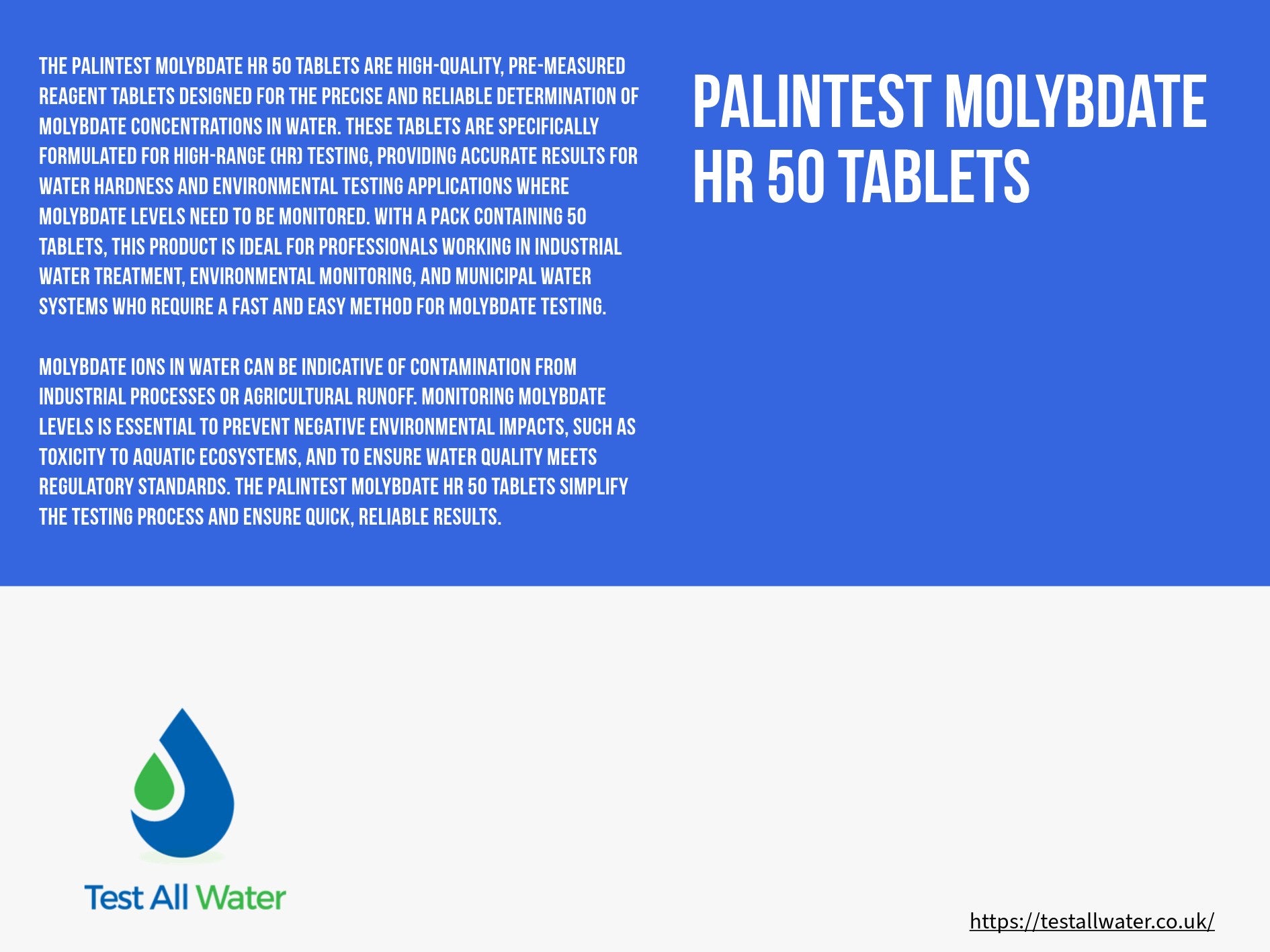 Palintest Molybdate HR Tablets