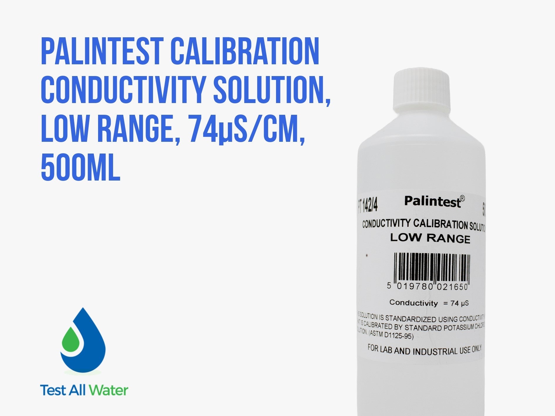 Palintest Calibration Conductivity Solution, Low Range, 74S/cm, 500mL Expired 06/26