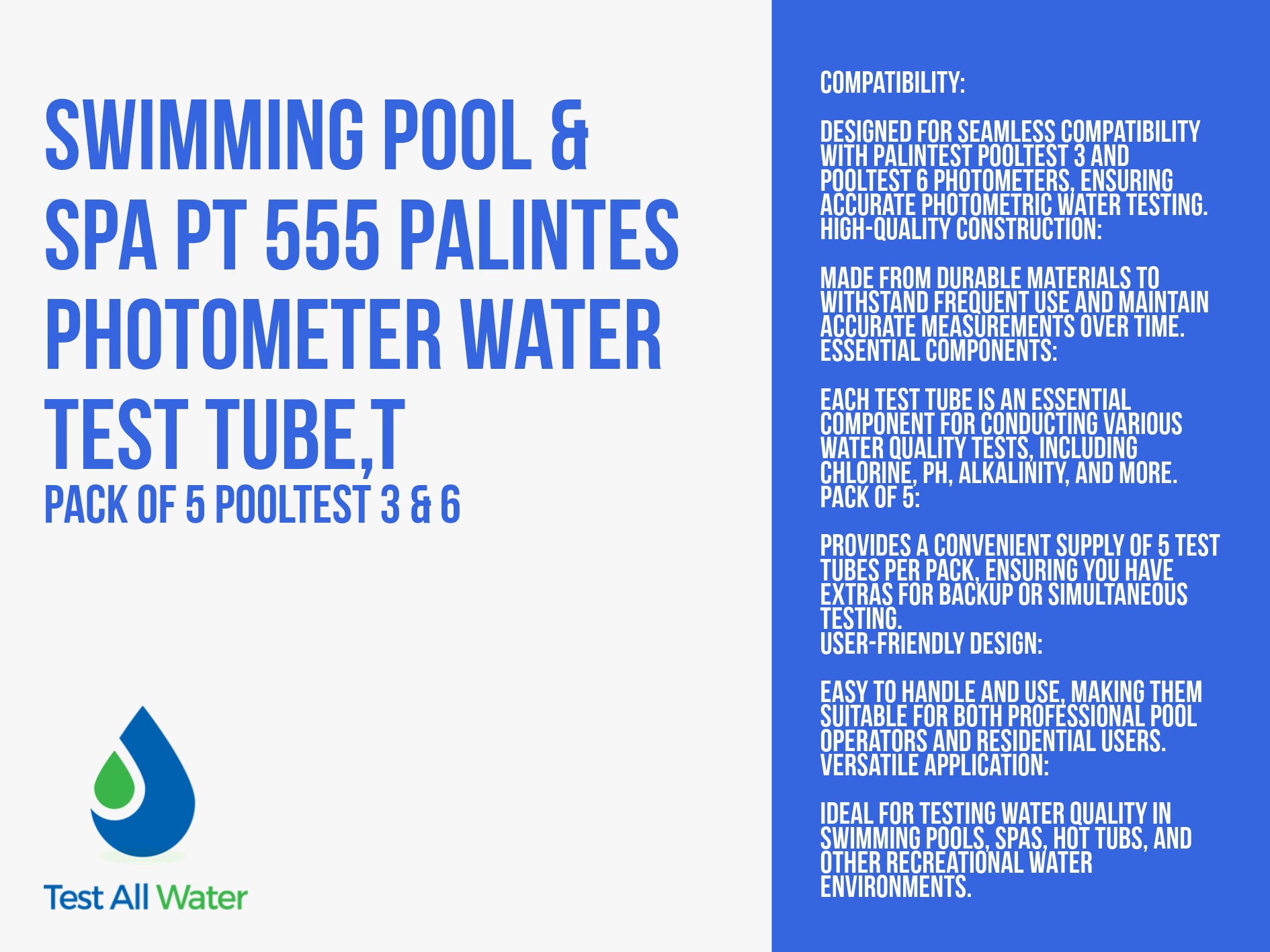 Palintest Glass Test Tubes Suitable for Lumsio, 3,4,6, Expert Photometers