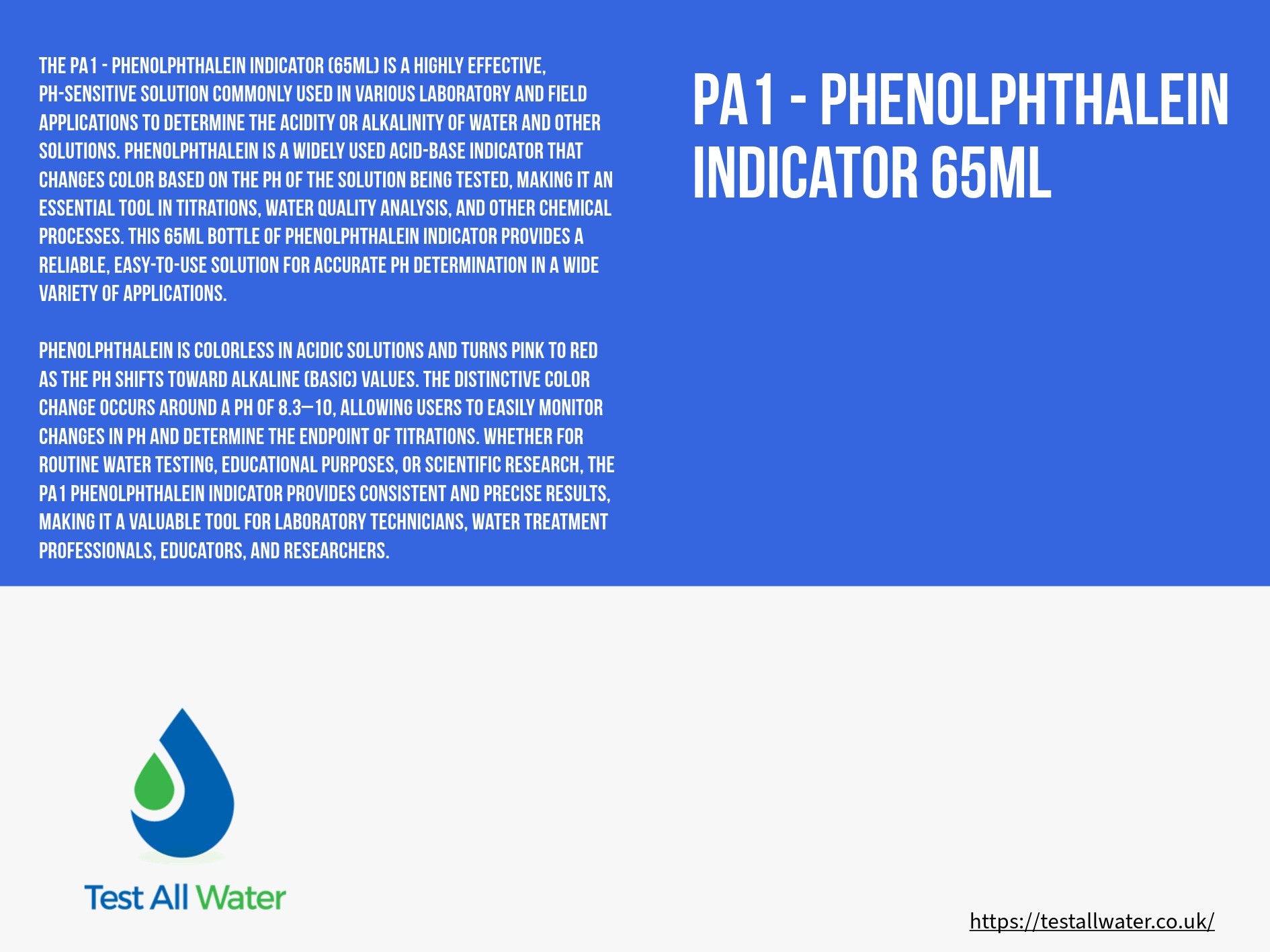 Phenolphthalein Indicator 65ml