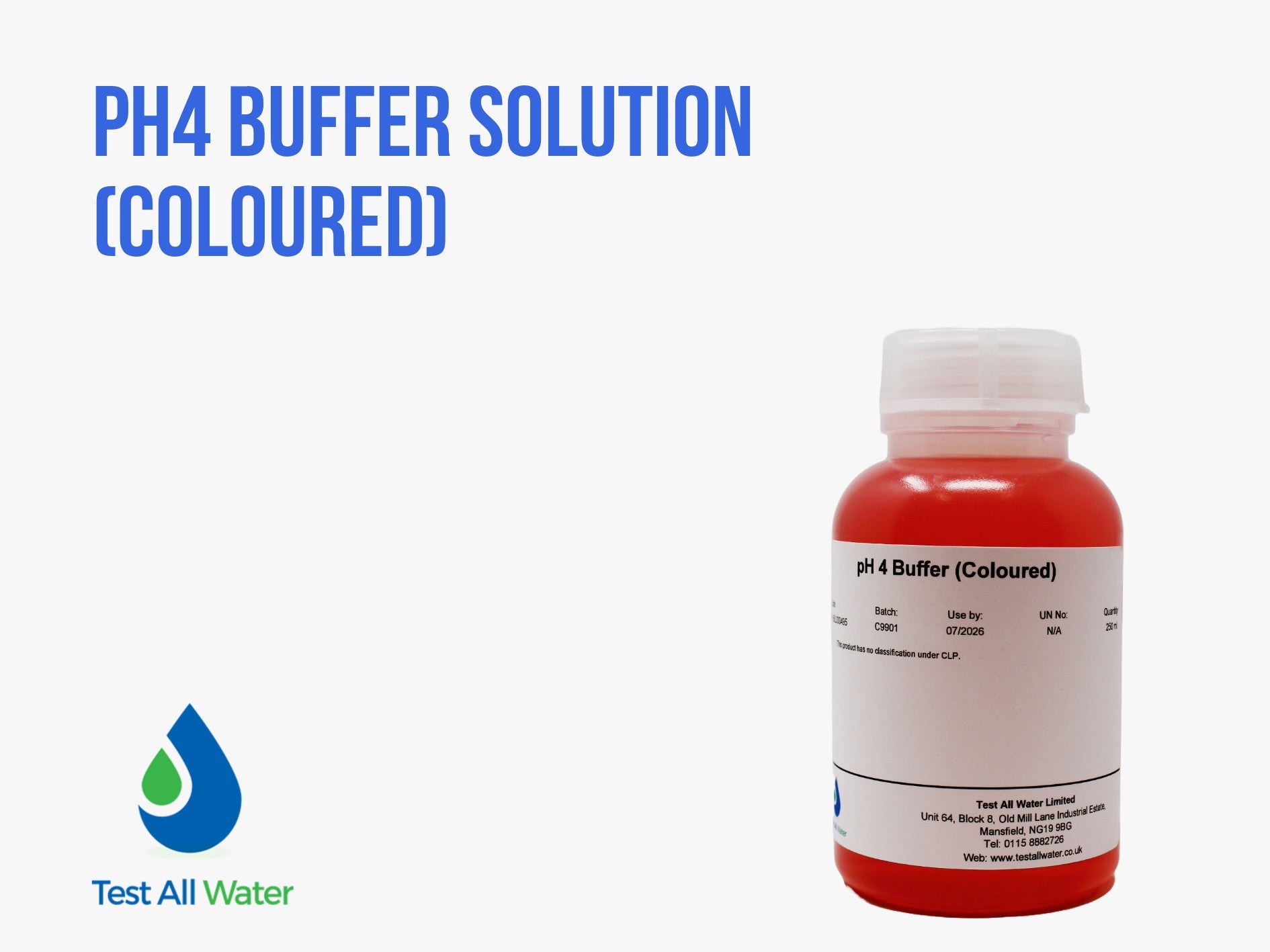 Test All Water pH4 Buffer Solution (Coloured)