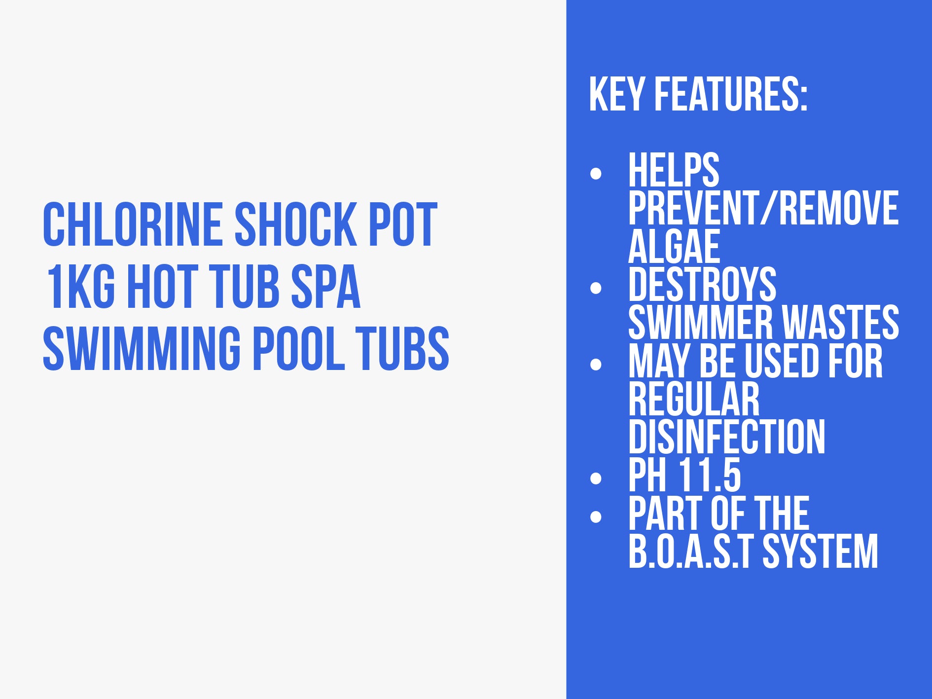 Blue Horizons Chlorine Shock Pot 1kg - Use SHGRAN1OL if out of stock