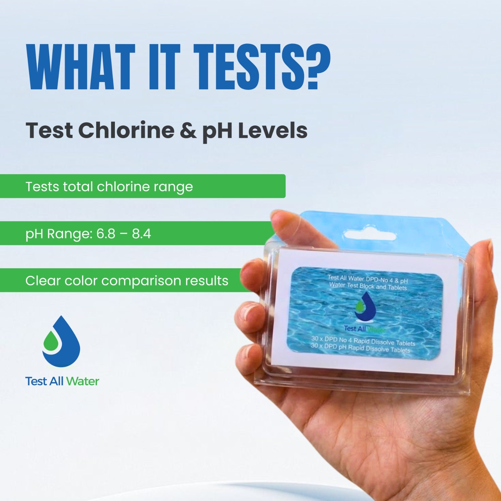 Test All Water DPD No 4 & pH Water Test Block and Tablets