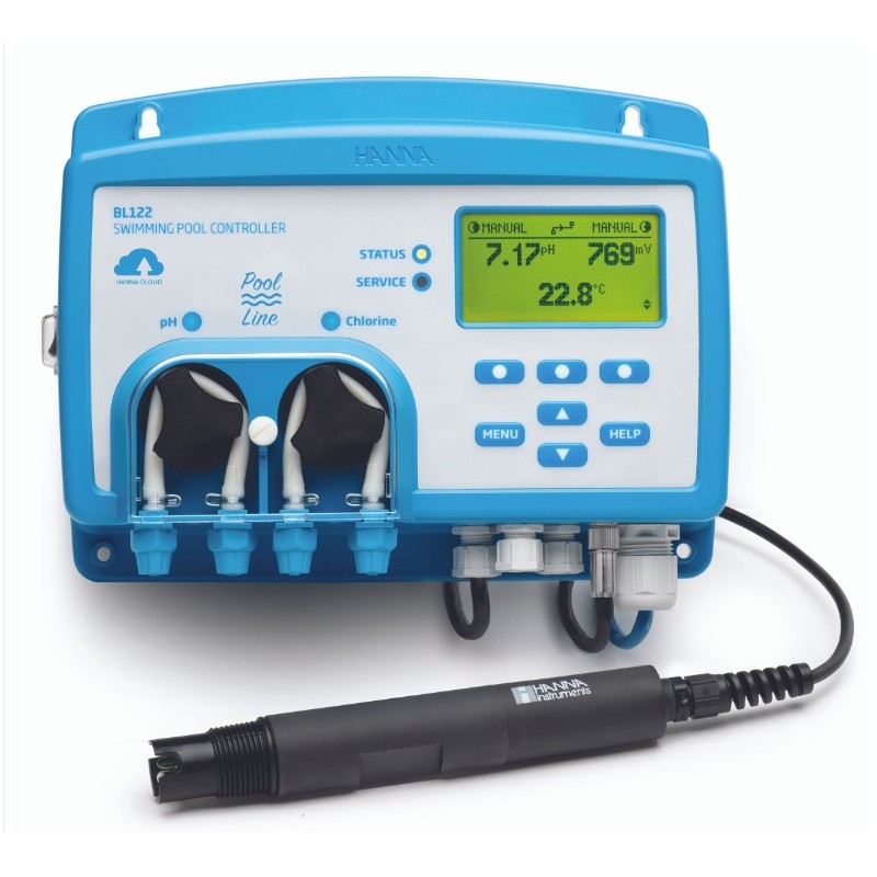 Hanna Instruments BL-122-20 Automatic Pool controller of pH and ORP with ethernet, flow cell