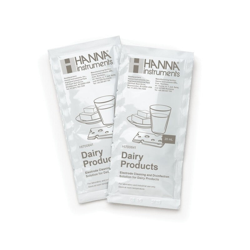 Hanna Instruments HI-700641P Cleaning and Disinfection Solution for Dairy Products, 25 x 20 mL sachets