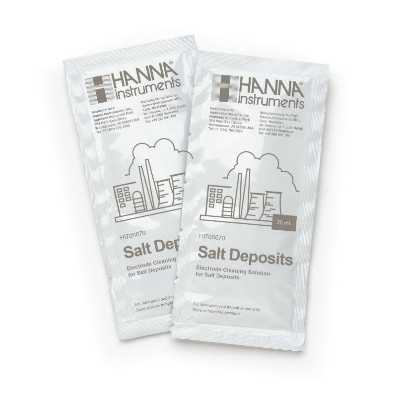 Hanna Instruments HI-700670P Cleaning Solution for Salt Deposits (Industrial Processes), 25 x 20 mL sachets