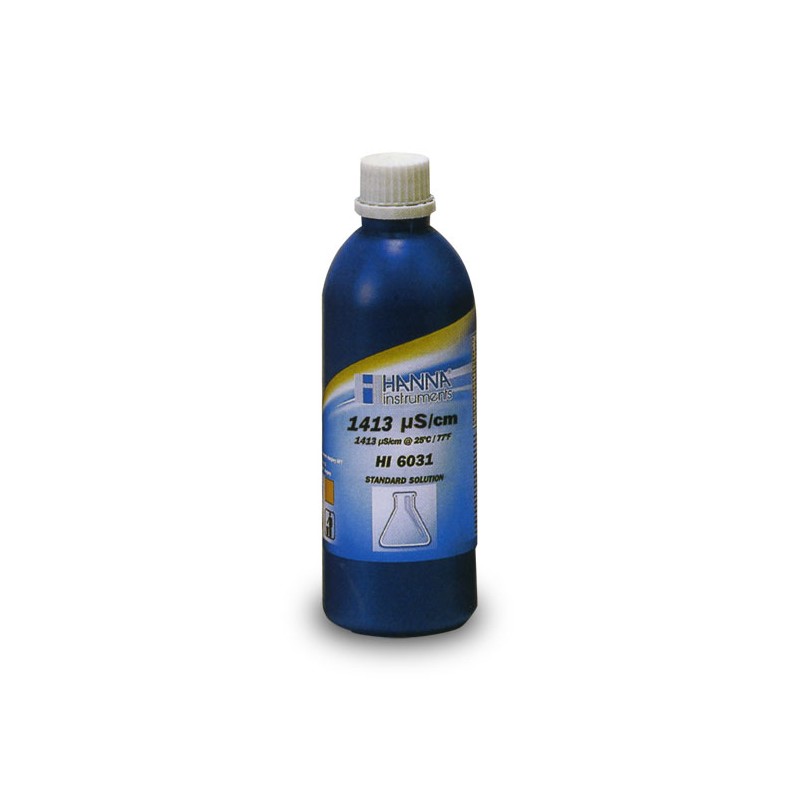 Hanna Instruments HI-6031 1413 µS/cm EC Solution, 500 mL Bottle, Certified
