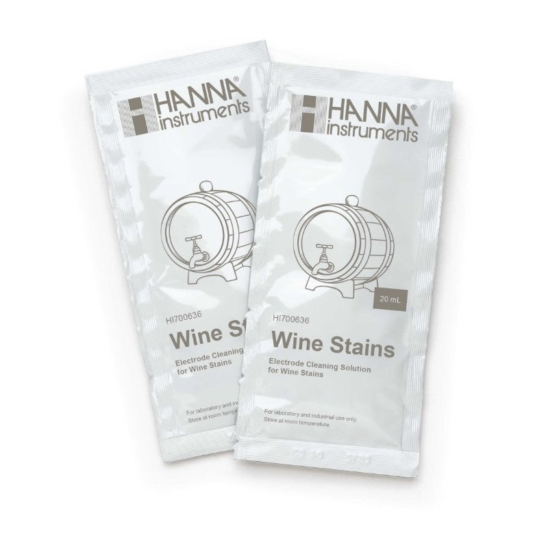 Hanna Instruments HI-700636P Electrode Cleaning Solution for Wine Stains (Winemaking), 25 x 20 mL sachets