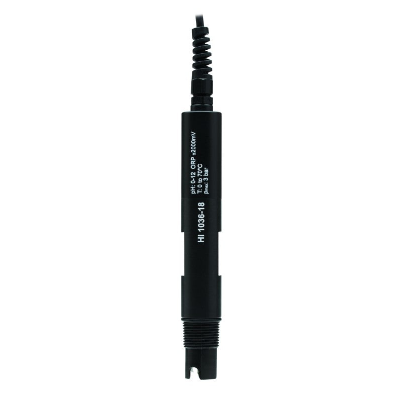 Hanna Instruments HI-1036-1802 Industrial Digital pH, ORP, Temperature and Matching Pin combined probe, 2 m cable