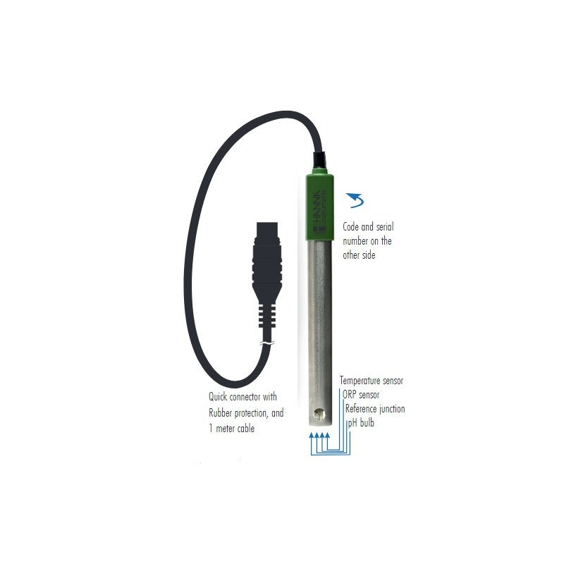 Hanna Instruments HI-12973 Titanium Bodied pH and ORP Electrode with Quick Connect Din Connector