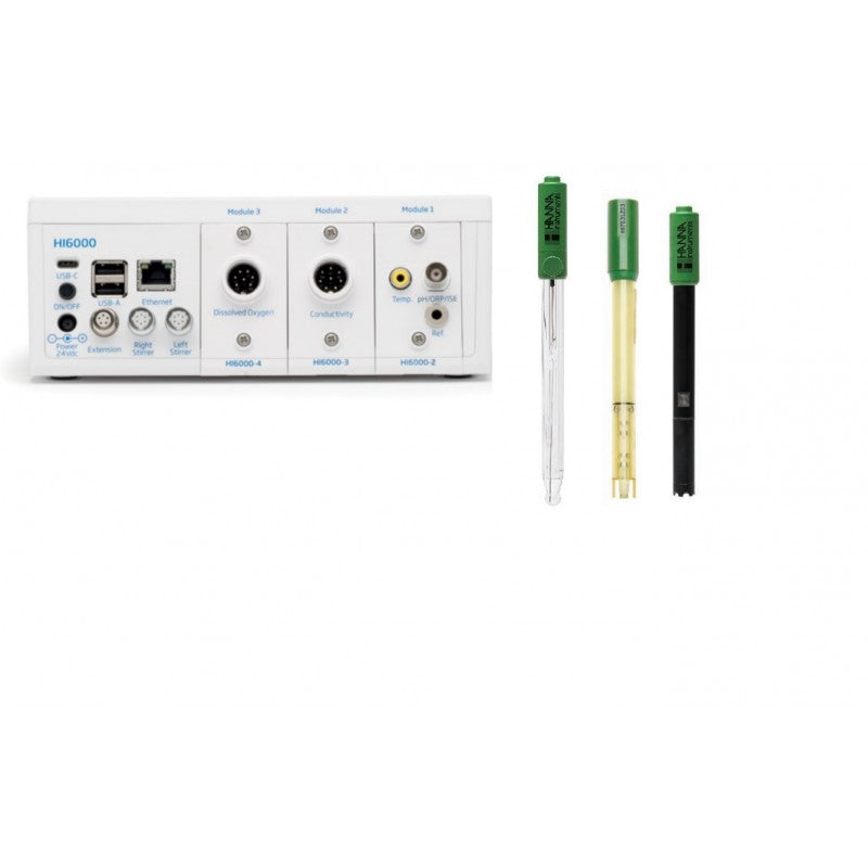 Hanna Instruments HI-6553/P pH/ORP/ISE + EC + Polarographic DO Multiparameter Modular Benchtop Meter