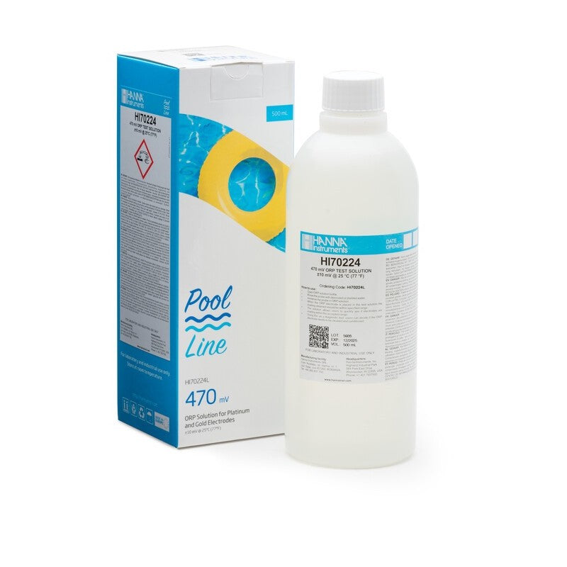 Hanna Instruments HI-70224L Pool Line ORP Test Solution 470mV 500ml bottle