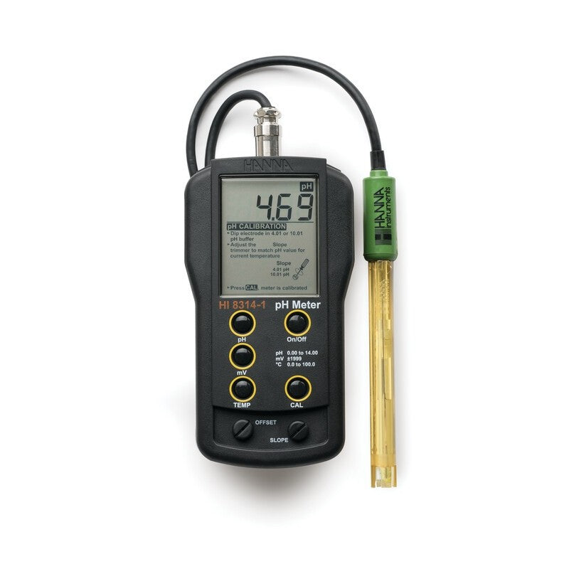 Hanna Instruments HI-8314-1 Analog pH, mV, temp meter with HI-1217-1 electrode