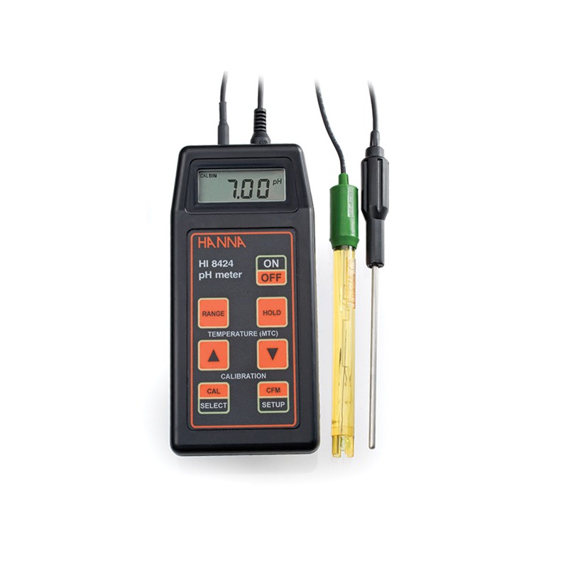 Hanna Instruments HI-8424 Handheld Water Resistant pH Meter with pH electrode and probe
