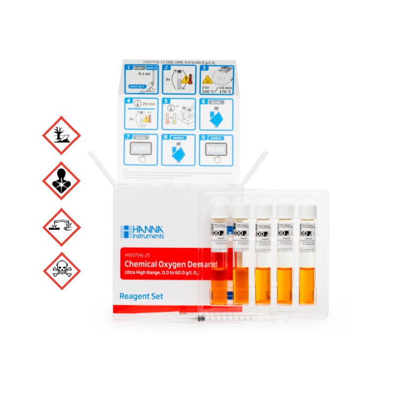 Hanna Instruments HI-93754J-25 Ultra High Range Chemical Oxygen Demand Reagents, 25 tests