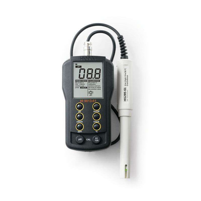 Hanna Instruments HI-9813-61 pH/EC/TDS and Temperature Portable Meter with CAL Check